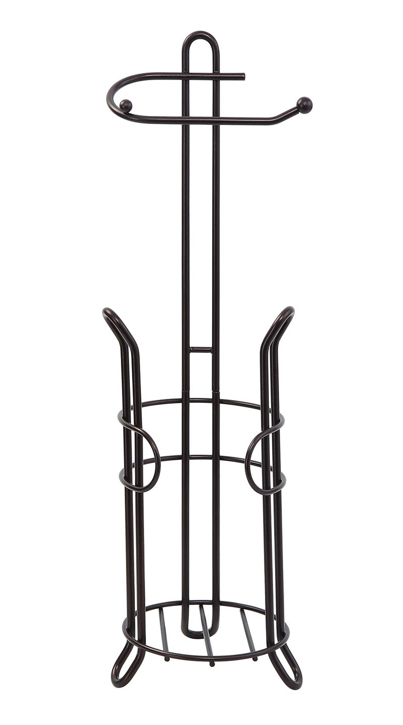 SunnyPoint Freestanding Toilet Paper Holder with Storage â€“ Holds 3 Spare Rolls, Heavy-Duty Steel, Oil Bronze Finish, Easy Assembly, Space-Saving Bathroom Organizer - Image 5